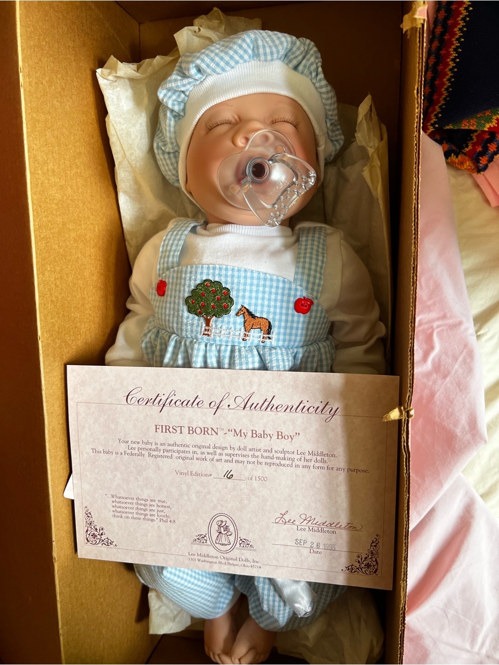 Lee Middleton First Born My Baby Boy Doll in Light Blue Outfit